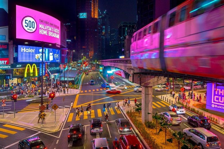 One of the go-to spots for tourists; Bukit Bintang at night